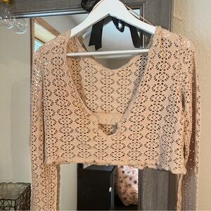 Free People Tan Lace Swim Coverup